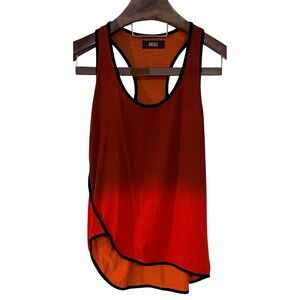 Diesel Womens Orange Red Ombre Racerback Tank Top Athleisure Gym Lounge Beach S